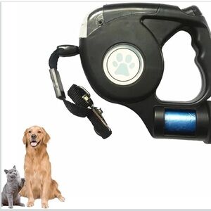 Black Dog Leads Retractable, Automatic Traction with LED Light Garbage Bag